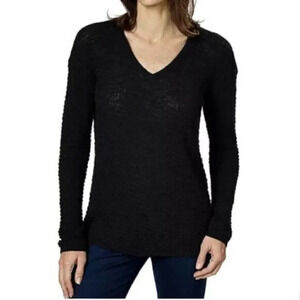 Calvin Klein Jeans Black Textured V-Neck Pullover Sweater S